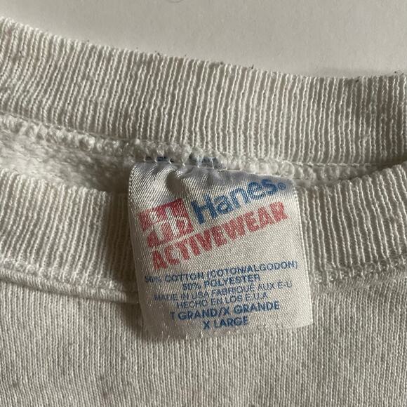 Vintage 90s Santa Claws Christmas Cat Cartoon Trisar Raglan Crewneck Sweatshirt - Picture 4 of 5